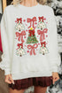 Plaid Bow And Tree Graphic Pullover Sweatshirt