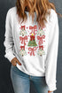 Plaid Bow And Tree Graphic Pullover Sweatshirt