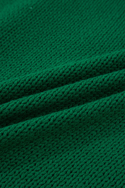 Plaid Bow Applique Crewneck Drop Shoulder Chunky Knit Sweater