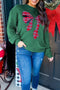 Plaid Bow Applique Crewneck Drop Shoulder Chunky Knit Sweater
