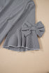 Plaid Bow Decor Bell Sleeve Round Neck Top