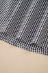 Plaid Bow Decor Bell Sleeve Round Neck Top