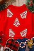 Plaid Bow Graphic Ribbed Knit Pullover Sweater