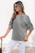 Plaid Bow Ruffled Half Sleeve Round Neck Blouse