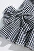 Plaid Bow Ruffled Half Sleeve Round Neck Blouse