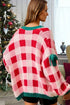 Plaid Bow Sleeve Open Front Knit Cardigan