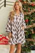 Plaid Bubble Sleeve Flowy Shirt Mini Dress