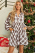 Plaid Bubble Sleeve Flowy Shirt Mini Dress