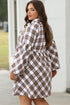 Plaid Bubble Sleeve Flowy Shirt Mini Dress