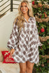 Plaid Bubble Sleeve Flowy Shirt Mini Dress