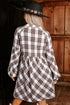 Plaid Bubble Sleeve Flowy Shirt Mini Dress