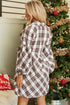 Plaid Bubble Sleeve Flowy Shirt Mini Dress