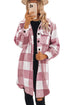 Plaid Button-Down Flap Pocket Long Shacket