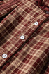 Plaid Button Front Eyelet Detail Long Sleeve Blouse