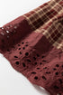 Plaid Button Front Eyelet Detail Long Sleeve Blouse