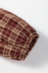 Plaid Button Front Eyelet Detail Long Sleeve Blouse