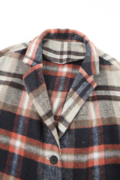 Plaid Button Up Lapel Jacket
