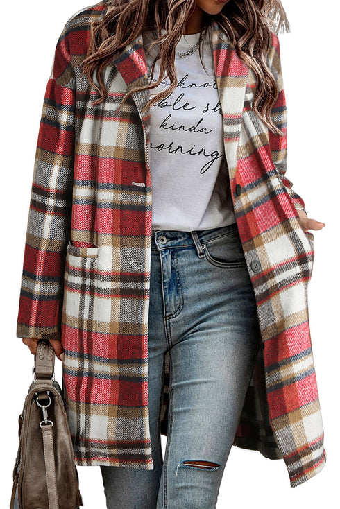 Plaid Button Up Lapel Jacket