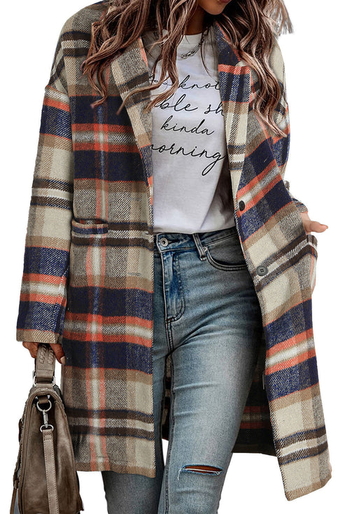 Plaid Button Up Lapel Jacket