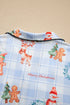 Plaid Cartoon Print Shirt Top And Pants Lounge Set