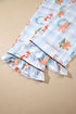Plaid Cartoon Print Shirt Top And Pants Lounge Set