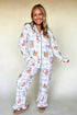 Plaid Cartoon Print Shirt Top And Pants Lounge Set