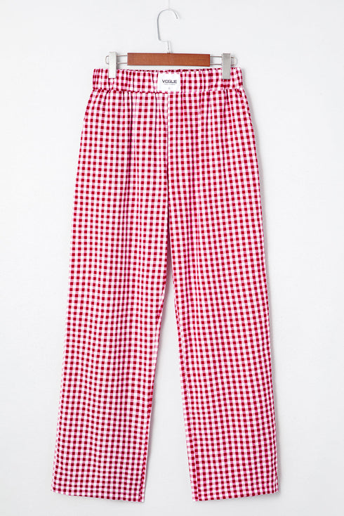 Plaid Casual Wide Leg Southern Belle Cotton Trousers