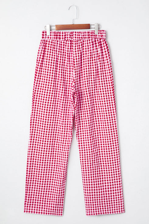 Plaid Casual Wide Leg Southern Belle Cotton Trousers