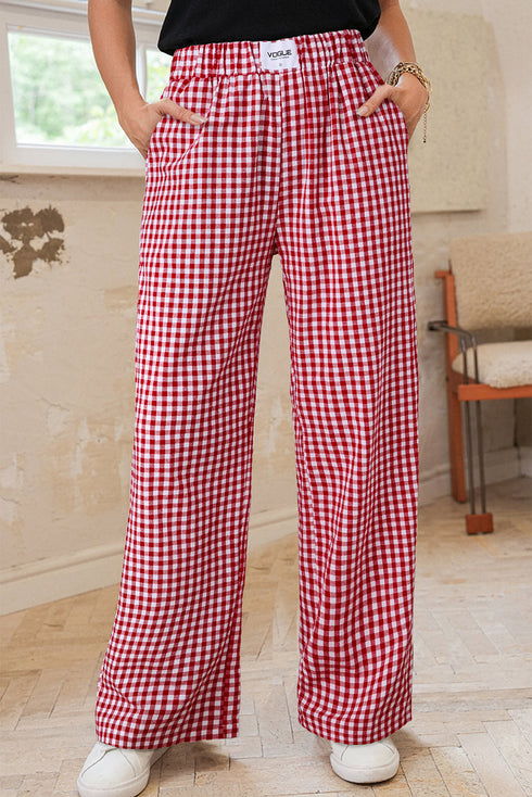 Plaid Casual Wide Leg Southern Belle Cotton Trousers
