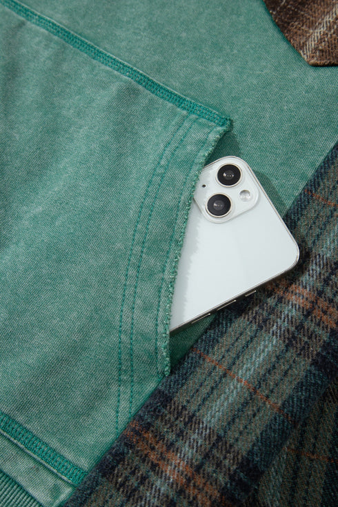 Plaid Check Pattern Hooded Grunge Inspired Layering Hoodie