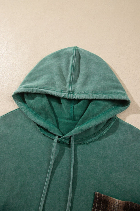 Plaid Check Pattern Hooded Grunge Inspired Layering Hoodie
