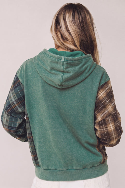 Plaid Check Pattern Hooded Grunge Inspired Layering Hoodie