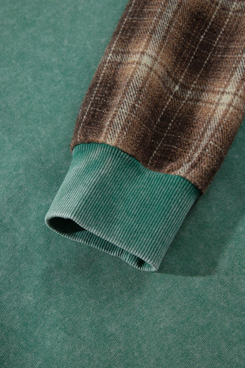 Plaid Check Pattern Hooded Grunge Inspired Layering Hoodie