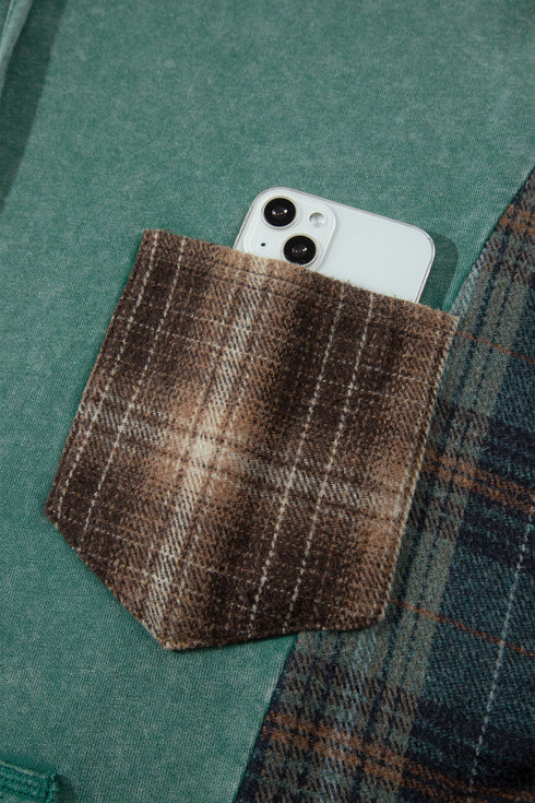 Plaid Check Pattern Hooded Grunge Inspired Layering Hoodie
