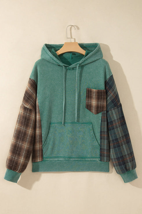 Plaid Check Pattern Hooded Grunge Inspired Layering Hoodie