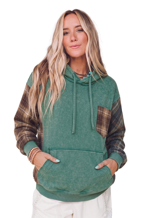 Plaid Check Pattern Hooded Grunge Inspired Layering Hoodie