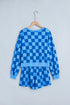 Plaid Checkered Long Sleeve Crop Top Elastic Waist Short Set