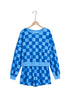 Plaid Checkered Long Sleeve Crop Top Elastic Waist Short Set
