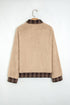 Plaid Collar Button Front Fleece Pullover Sweatshirt