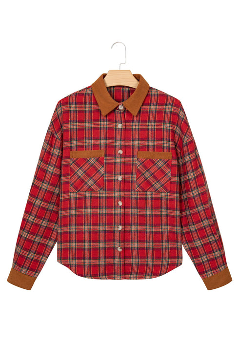 Plaid Collared Button Detail Southern Belle Shacket