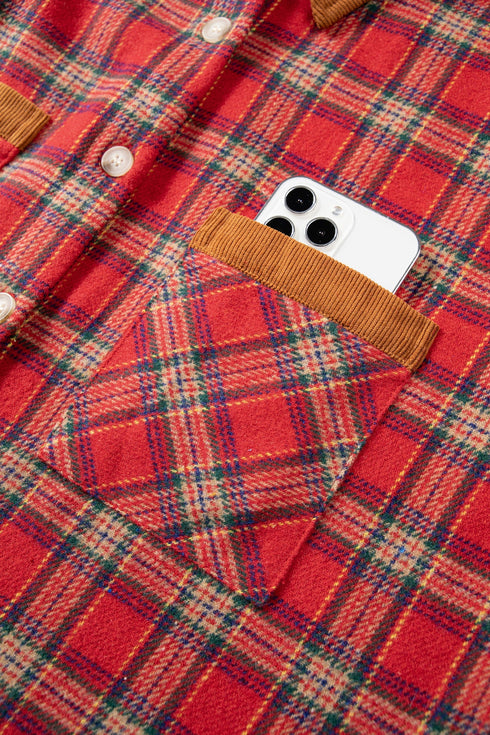 Plaid Collared Button Detail Southern Belle Shacket