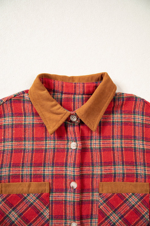 Plaid Collared Button Detail Southern Belle Shacket