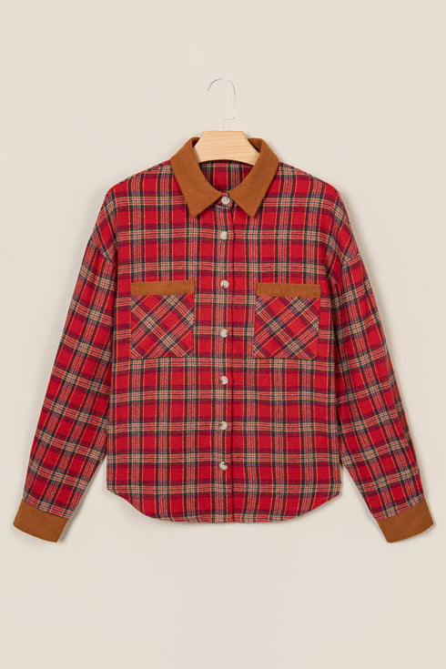Plaid Collared Button Detail Southern Belle Shacket
