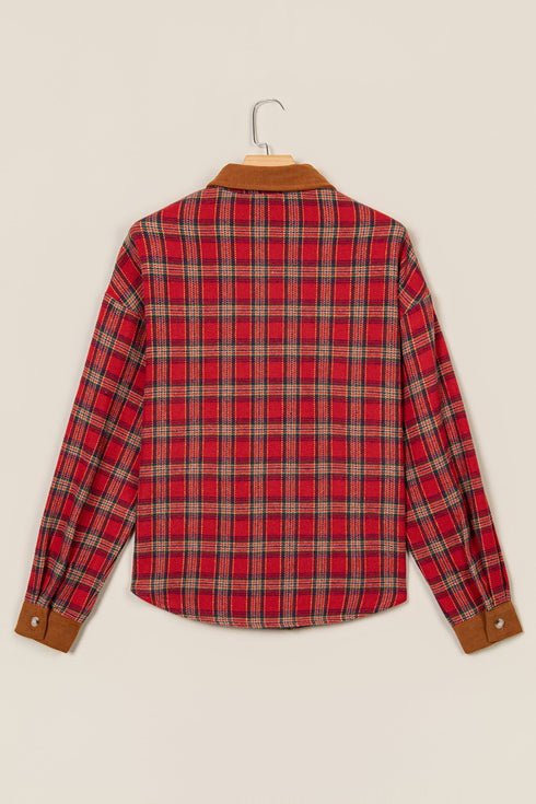Plaid Collared Button Detail Southern Belle Shacket