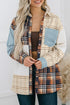Plaid Color Block Patchwork Shirt Jacket With Pocket
