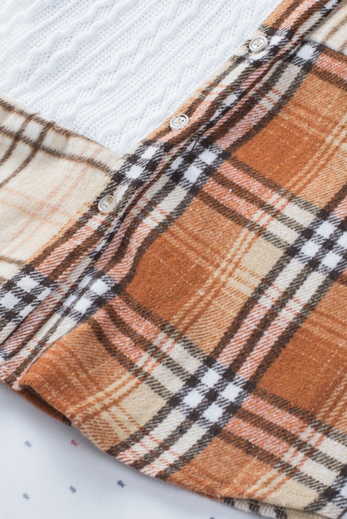 Plaid Color Block Patchwork Shirt Jacket With Pocket