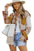 Plaid Color Block Patchwork Shirt Jacket With Pocket