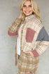 Plaid Color Block Patchwork Shirt Jacket With Pocket