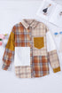 Plaid Color Block Patchwork Shirt Jacket With Pocket