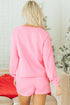 Plaid Contrasted Double Tree Patch Raglan Pullover Short Set